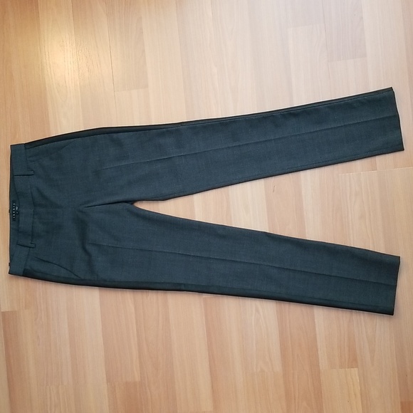 Theory Nabiki C Magistrate Wool Career Pants with Leather Stripe Trim - Picture 2 of 11